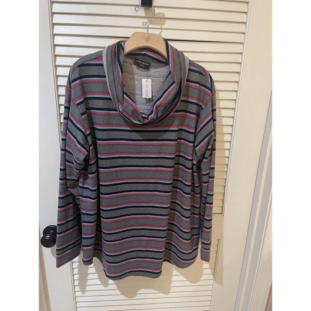 New Lane Bryant Long Sleeve Striped Mock Turtle neck Sz 18/20 T-Shirt Fabric